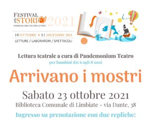 “Arrivano i mostri” – Letture teatrali per bambini, 23 ottobre dalle 15.00