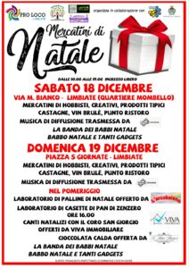 Mercatini di Natale – 18 e 19 dicembre dalle ore 10.00