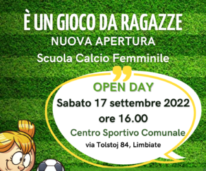 Calcio Femminile: open day con A.S.D. Limbiate – 17 settembre, ore 16.00