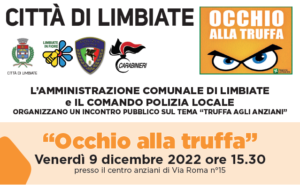“Occhio alla truffa” – incontro informativo, 9 dicembre, ore 15.30