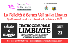 “La felicità è Senza Veli sulla Lingua” a Teatro – 6 maggio 2023, ore 21.00