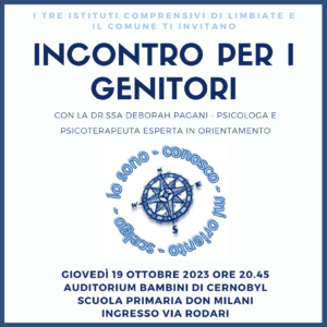 Orientamento: incontro per genitori – giovedì 19 ottobre 2023, ore 20.45