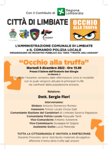 “Occhio alla truffa” – doppio appuntamento a dicembre