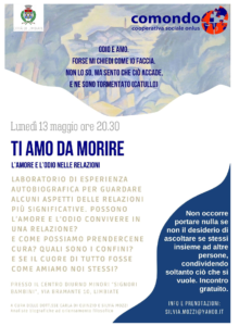 “Ti amo da morire. L’amore e l’odio nelle relazioni” – 13 maggio, ore 20.30