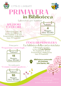 “Primavera in Biblioteca” – 4, 11 e 18 maggio 2024